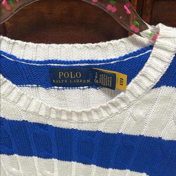 Polo by Ralph Lauren Blue and White Striped Sweater on sale! $20 discount! - Picture 2 of 4